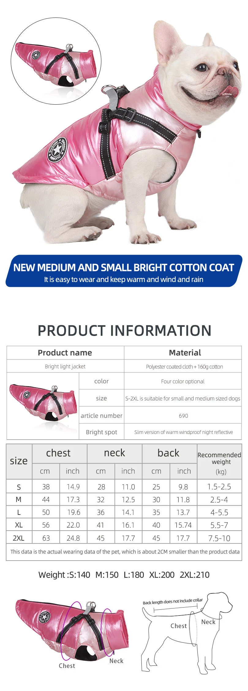 2022 New Design Pet Supplies Dog Clothes Dog Jacket Dog Coat Padded Rainproof Reflective Warm Pet Clothing for Small Medium Large Sized Dog