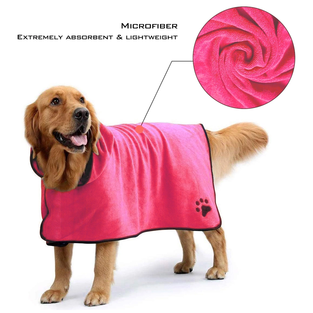 Super Absorbent Soft Towel Robe Dog Cat Groomming Fast Dry Pet Bathrobe