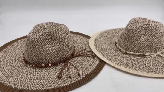 ファッション帽子女性レディマルチ混合三つ編みフロッピー紙夏の帽子卸売麦わら帽子旅行用
