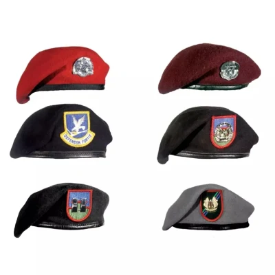 カスタマイズされたロゴウールミリタリースタイルベレー帽、セキュリティサービス用ベレー帽帽子