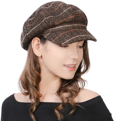 工場ブラウンウールの女性の古典的なフレンチベレー帽スタイリッシュなアーティストキャスケットキャップ IVY 帽子