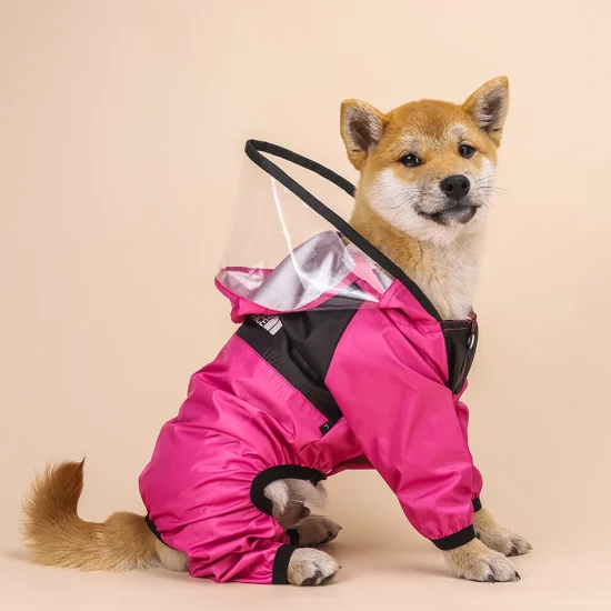 ペットの犬防水レインコートジャンプスーツ反射レインコートフード付き防水ジャケット小型犬屋外服ペット用品